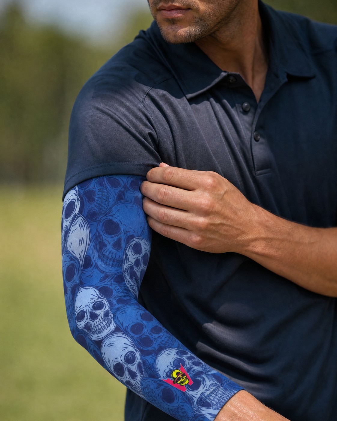 Blue Skulls UV Sleeves view 3