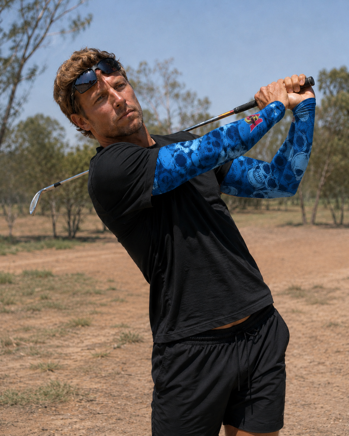 Wildside Blue Skulls UV Sleeves view 3